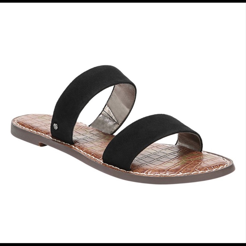 SAM EDELMAN Black Gala Two Strap Slide Sandals 9